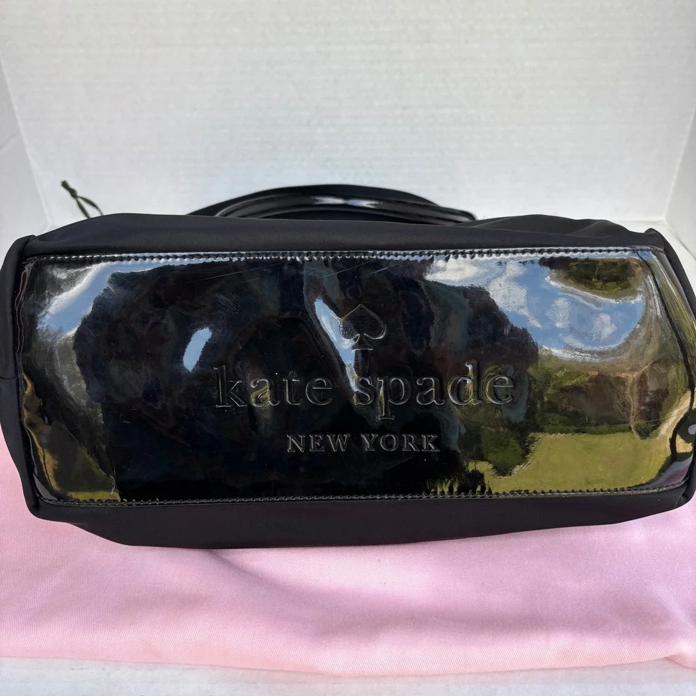 Kate Spade New York Black Nylon Carmen Leather Trim Shoulder Bag Crossbody Purse